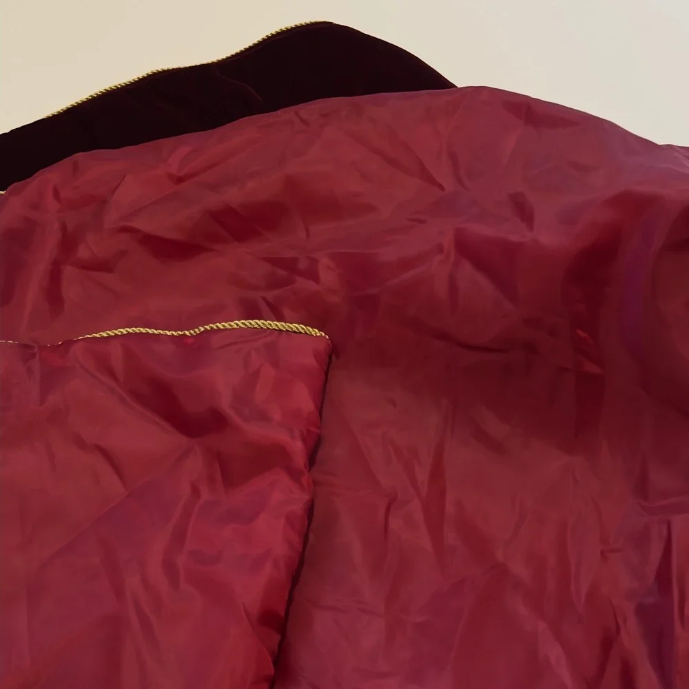 Burgundy Velvet Beaded Christmas Tree Skirt Embroidered Trees Gold Trim 53 Inch